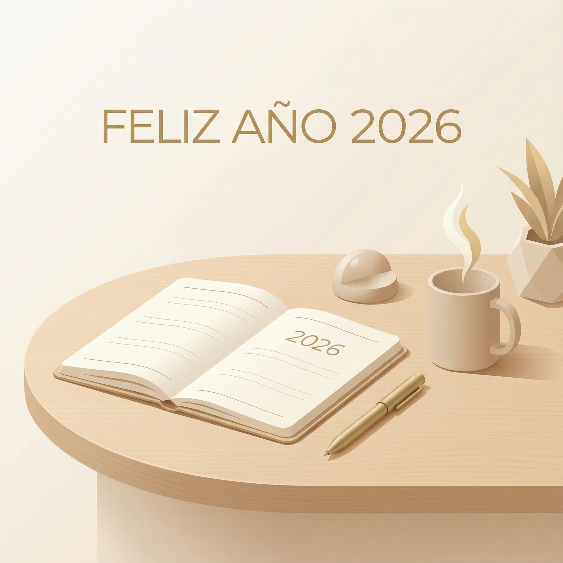 AI generated: A minimalist 3D flat vector illustration for a professional New Year greeting card. The style is cle...