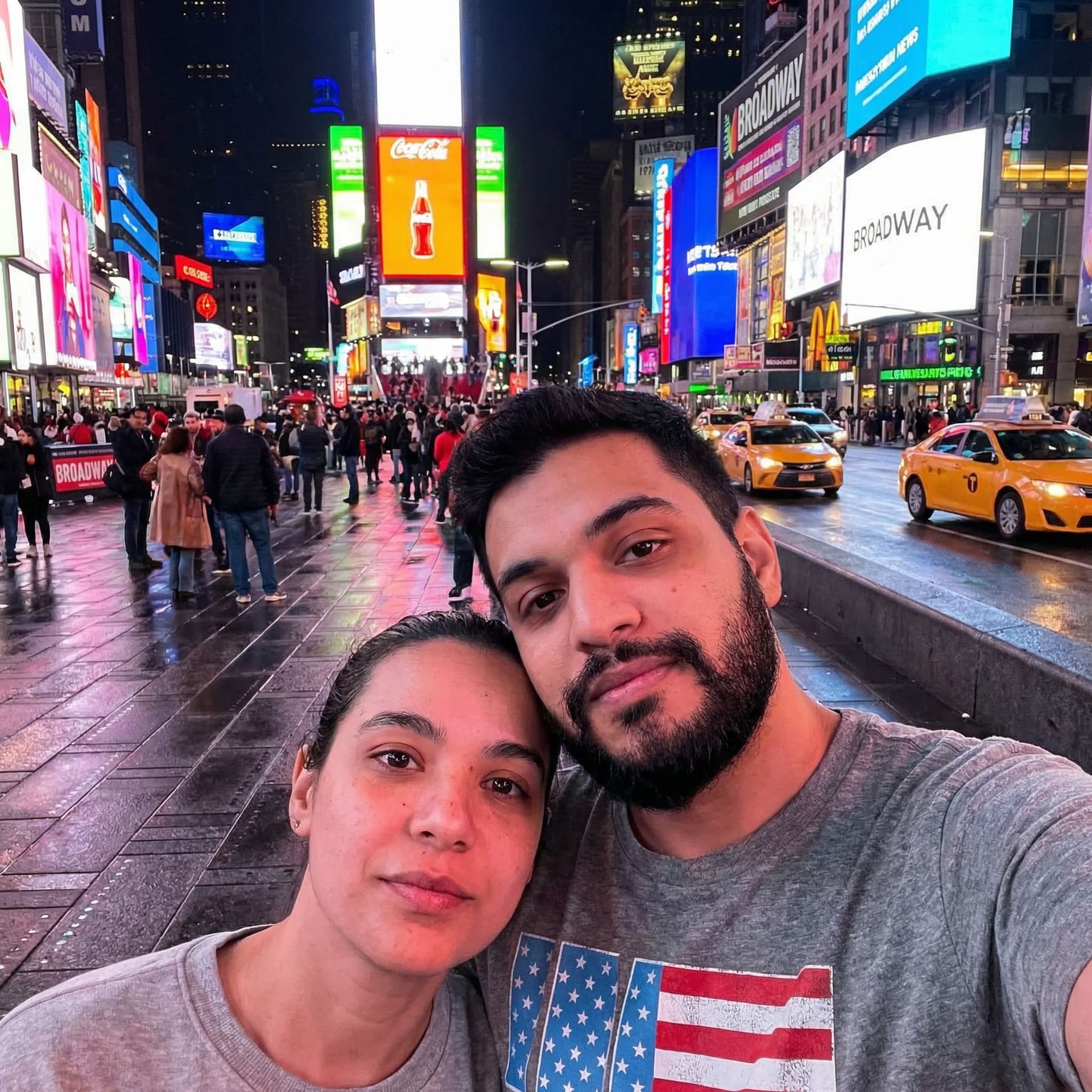 AI generated: Adding us in Times Square, as per real photo