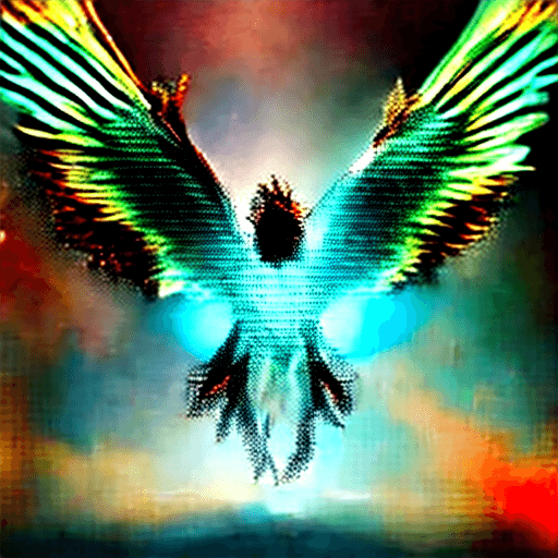 AI generated: magnificent detailed griffin wings wings outstretched with fire tips on feathers, intricate ornate m...