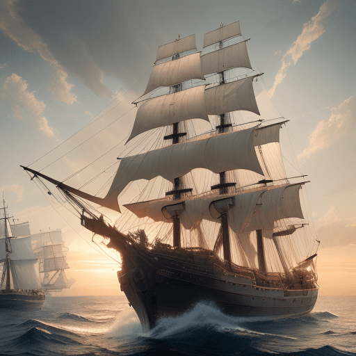 AI generated: Photo of a ultra realistic sailing ship, dramatic light, pale sunrise, cinematic lighting, battered,...