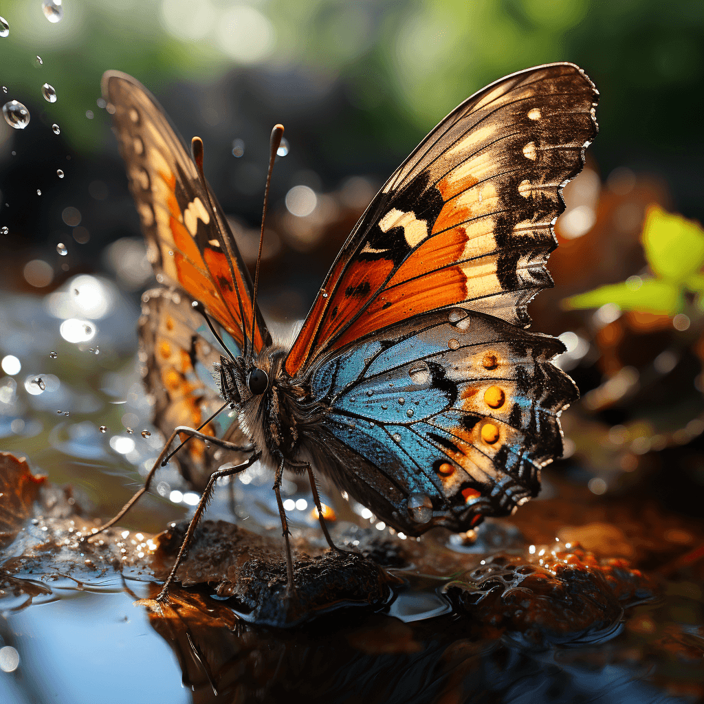 AI generated: national geographic photo, butterfly in flight, close-up, ultra-realistic, highly detailed --stylize...