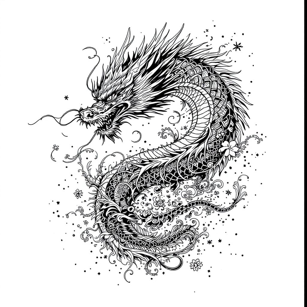 AI generated: Oriental dragón design for motorcycle tank


