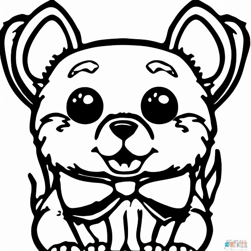 AI generated: coloring page, cute dog kawaii, cartoon style, no background