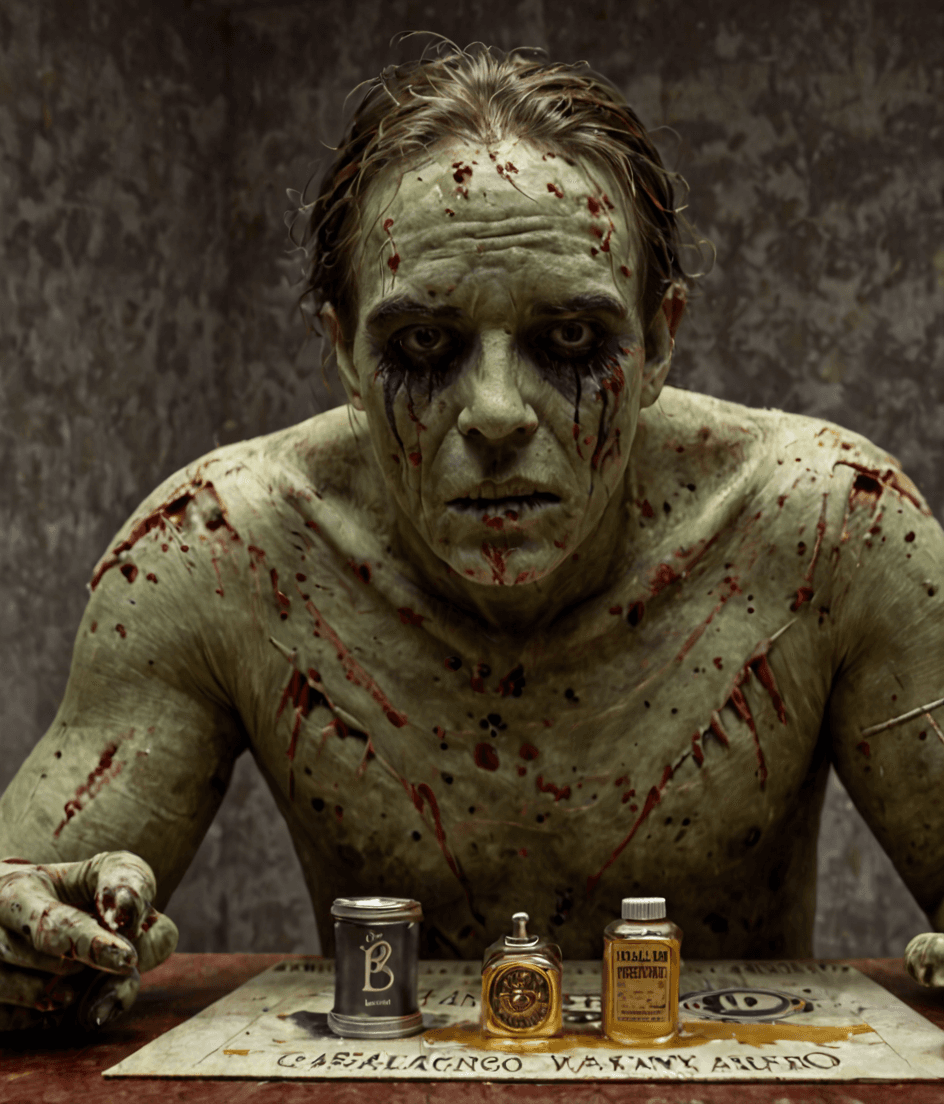 AI generated: Jared Padelecki ,zombie , uhd photorealisitc authentic psychotic angry madman wearing ornate clown c...
