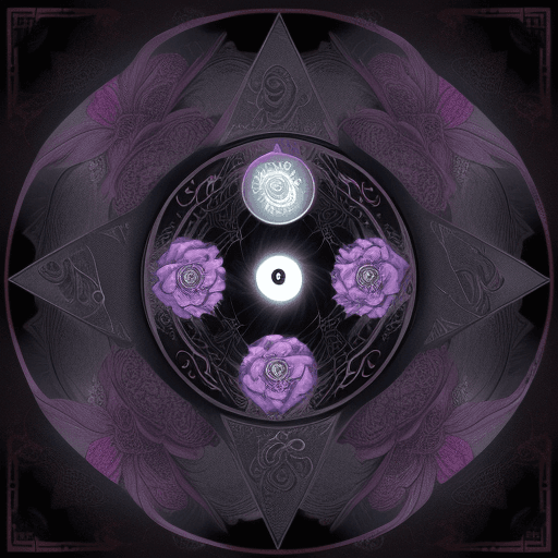 AI generated: tarot card style, full card, Yin-Yang symbol, dreamcore, micro details, hyper detailed, with flowers...