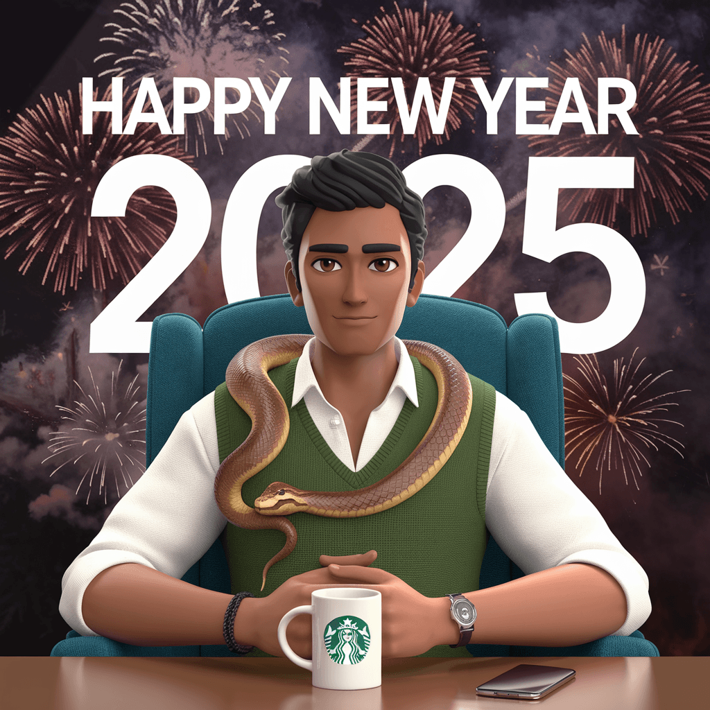 AI generated: Anime 3D portrait image of a South Indian man sitting on a chair looking directly into the viewer's ...