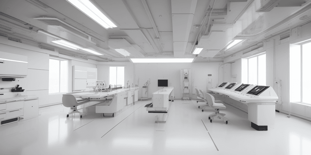 AI generated: (white:1.5) laboratory, high-tech laboratory, futuristic design style, (sci-fi:1.5), with minimalist...