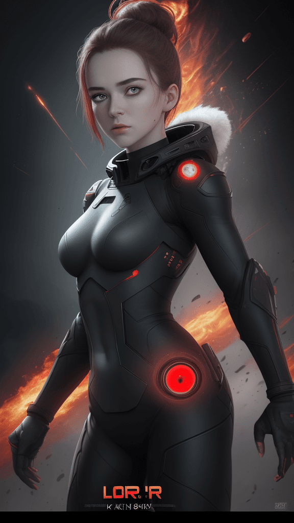 AI generated: 8k 16k(best quality, movie poster style), a android with (one red eye:1.2),(meaningful tech script w...