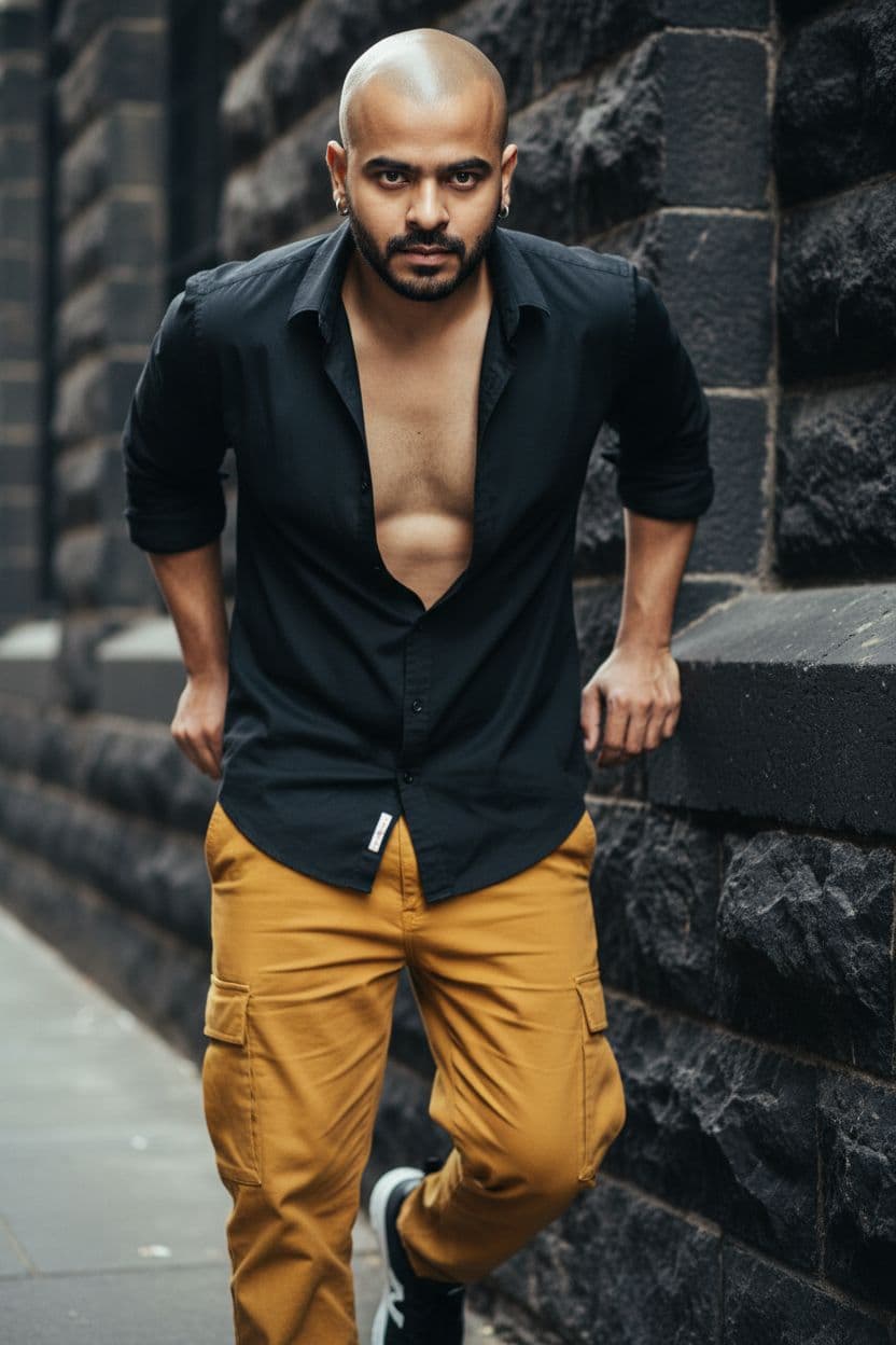AI generated: Hyper-realistic portrait of a stylish young man with a lean, toned physique (around 57 kg, 5'6 tall)...