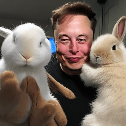 AI generated: Elon musk, holding bunny