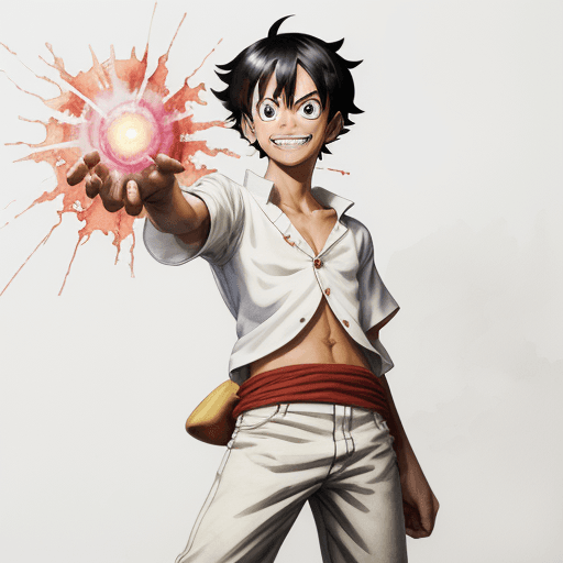 AI generated: masterpiece, concept art, centered, mid shot, standing, line-drawing, Watercolor paints, Gear Fifth,...