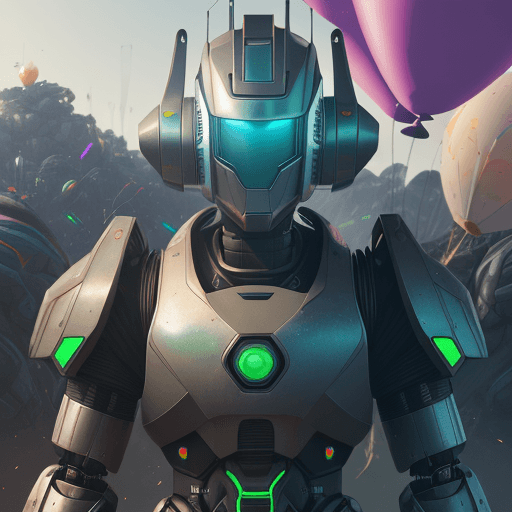 AI generated: a close up of a poster with great robot warrior , stands after the battle, looking into the distance...
