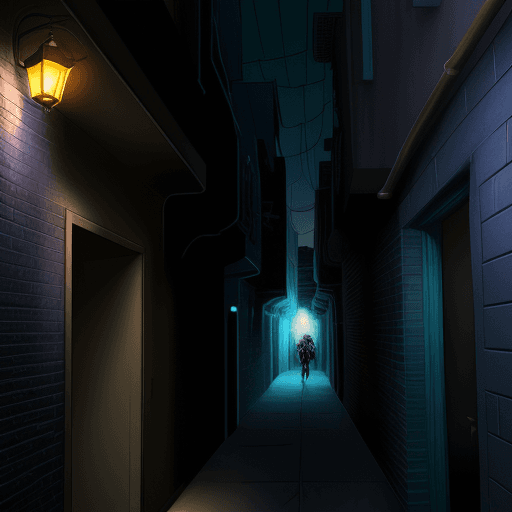 AI generated: comic style alley, night city, abundant light, DC Comics style