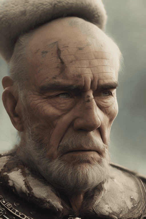 AI generated: photograph close up portrait 62-year-old tough decorated general, CLEAN SHAVEN, serious, stoic cinem...