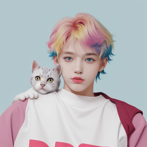 AI generated: cats and boy, (colorful pop cute illustration:1. 3), sd