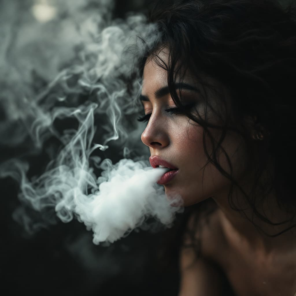 AI generated: Uma mulher loira a fumar um charuto