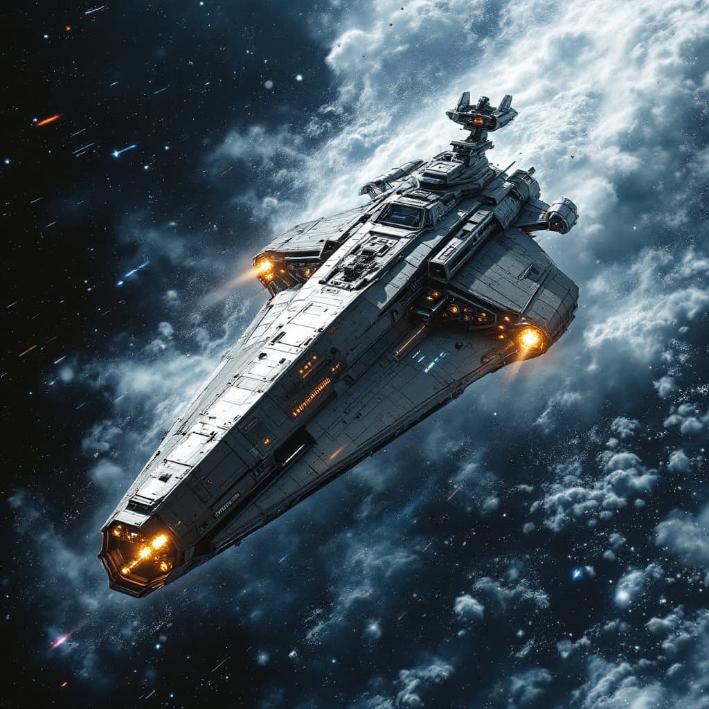 AI generated: nave espacial de starwars en pleno ataque