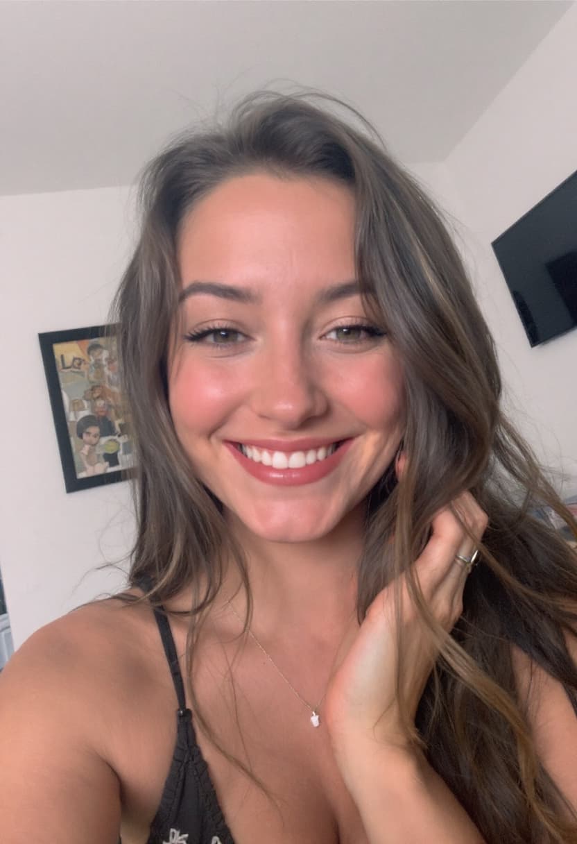 AI generated: selfie, she smiles shyly