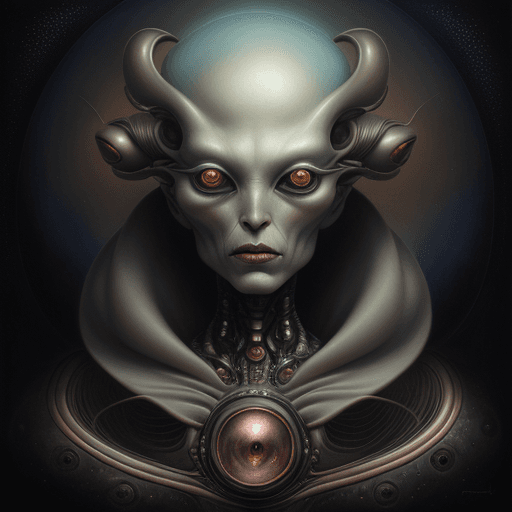 AI generated: futurism, portrait of a surreal bizarro alien creature, by Tom Bagshaw Agostino Arrivabene, extremel...