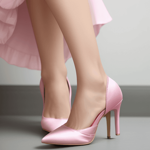 AI generated: women wearing satin pink camisole and pink heels and proper clothed
