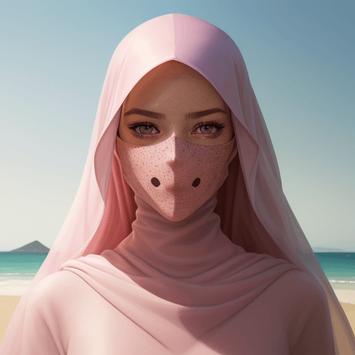 AI generated: a painting of a woman with pink NIqab, featured on artgerm, vogue journal cover, bill lowe gallery, ...