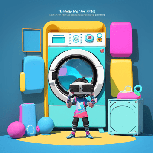 AI generated: Midjourney style, a VR game UI environment with a cartoonish and childish style, player visible with...