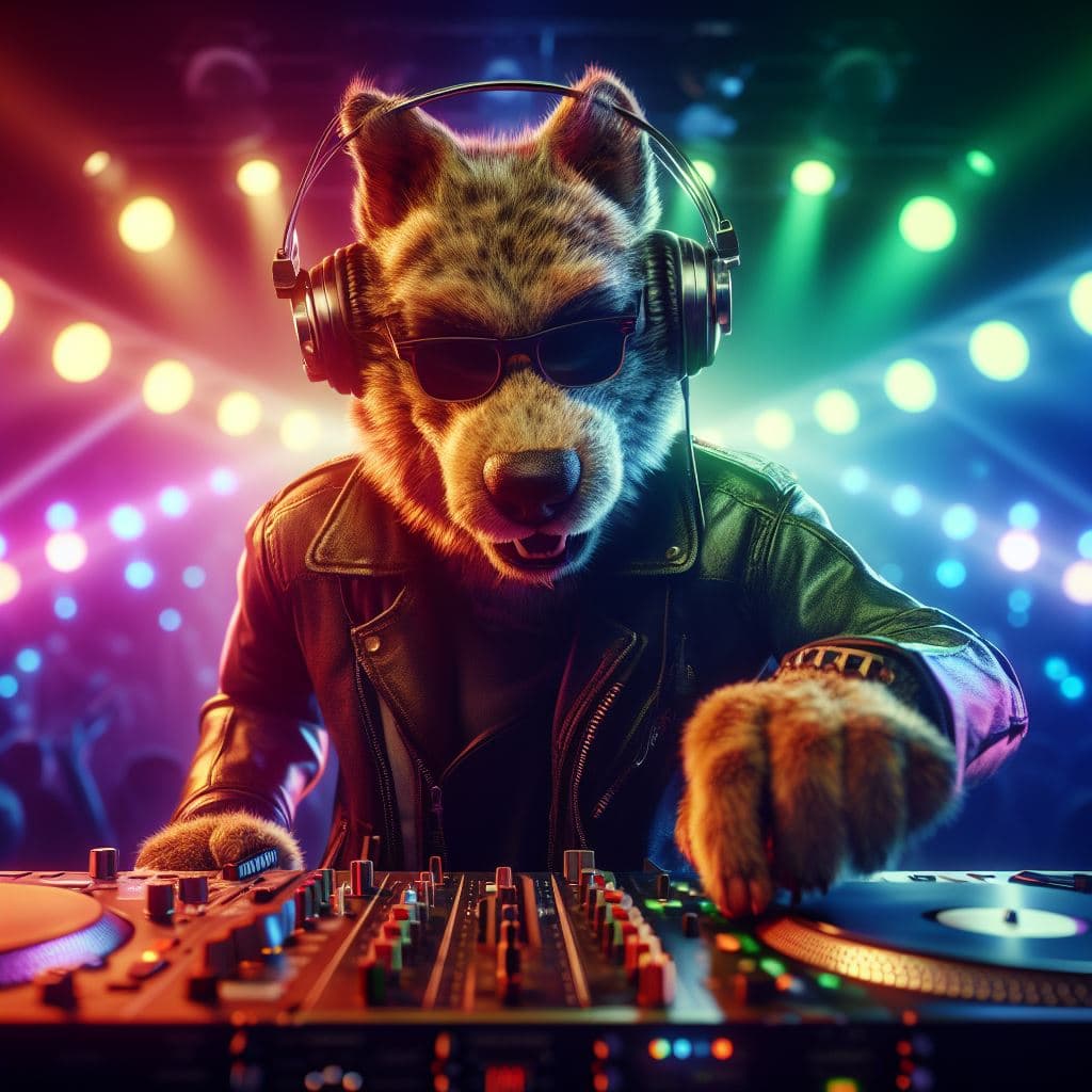 AI generated: Hyper detailed anthropomorphic Targarian DJ  wearing (headphones:1. 1) and sunglasses and a leather ...
