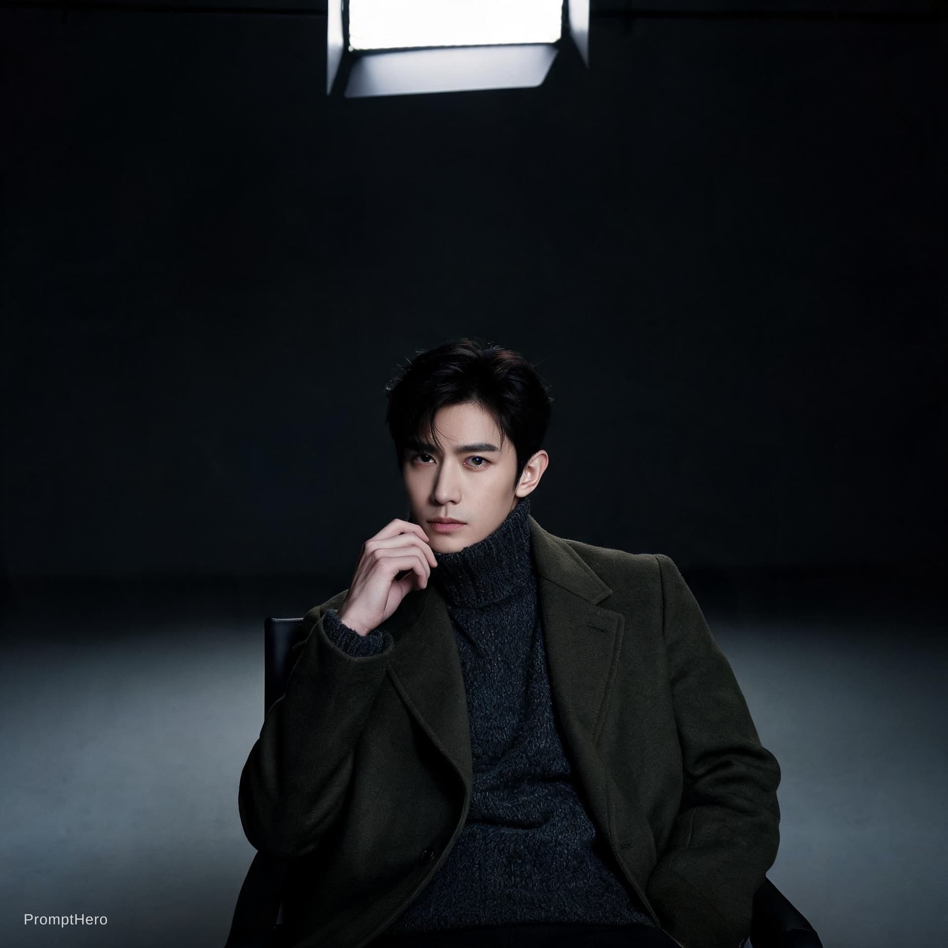 AI generated: high-end portrait photography, editorial studio photography, cinematic color grading, vertical compo...