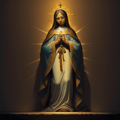 AI generated: Guadalupe's Virgen paint, oil paint, cinematic lighting, white background, photorealistic