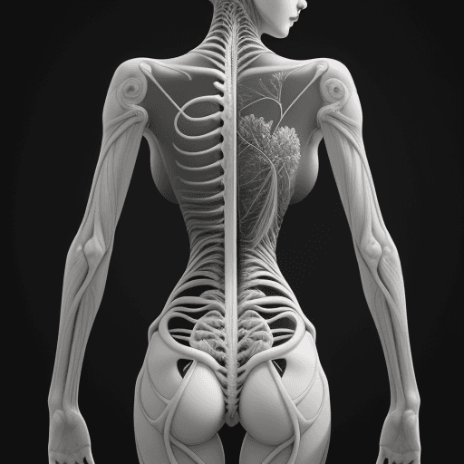 AI generated: 3d rendering, artistic anatomical render, ultra quality, human body with transparent skin revealing ...