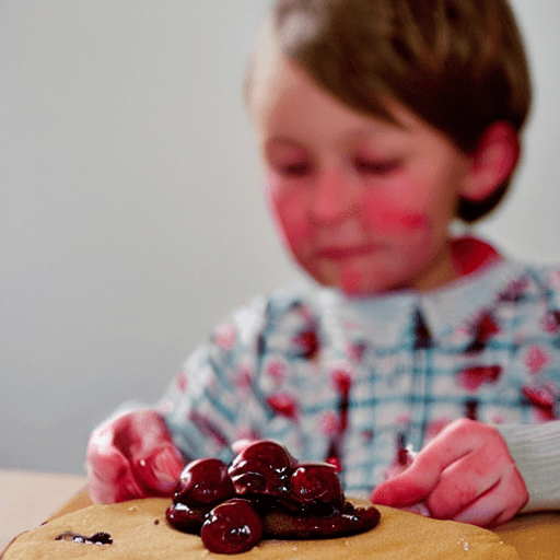 AI generated: A cherry destroying cookies, joyfully