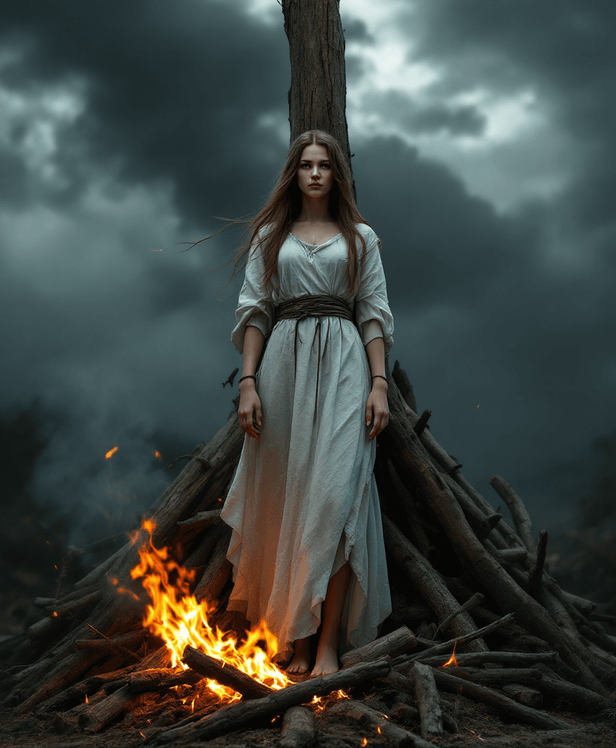 AI generated: A beautiful professional photo from the front of an ultra-realistic 15-year-old Joan of Arc standing...