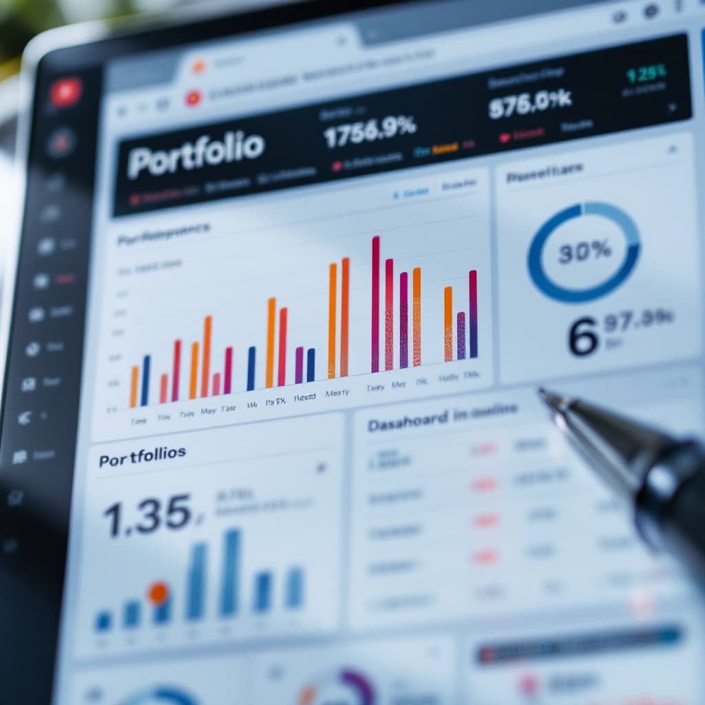AI generated: A portfolio dashboard with performance metrics. dslr, ultra quality, sharp focus, tack sharp, dof, f...
