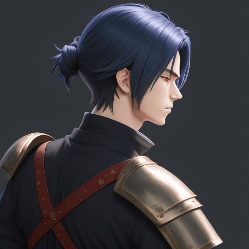 AI generated: pfp, profile background, anime boy, character, fantasy, medieval, looking from behind at viewer, beh...