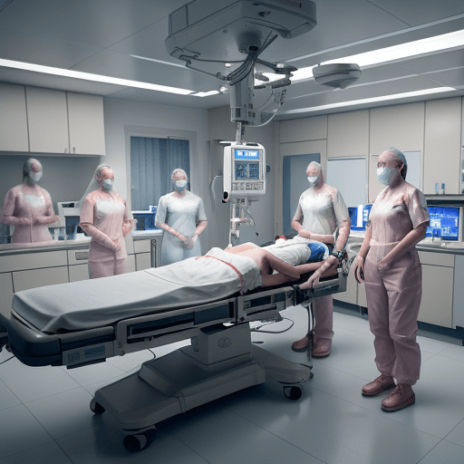 AI generated:  cadiac operation theatre , patient is operating on the OT table by cardiac surgeon which is support...