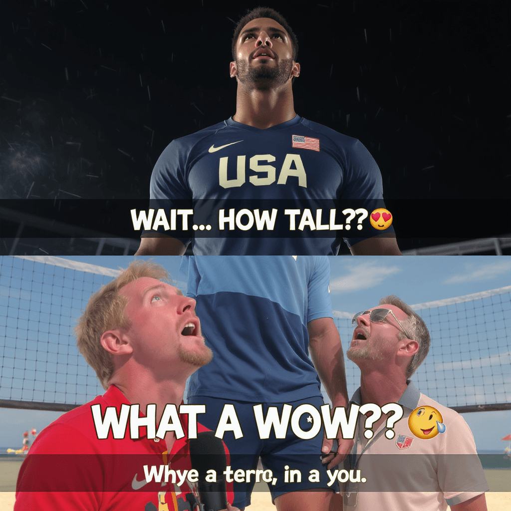 AI generated: Dramatic sound effect (record scratch or suspense sting)
📸 Close-up on the towering Team USA athle...