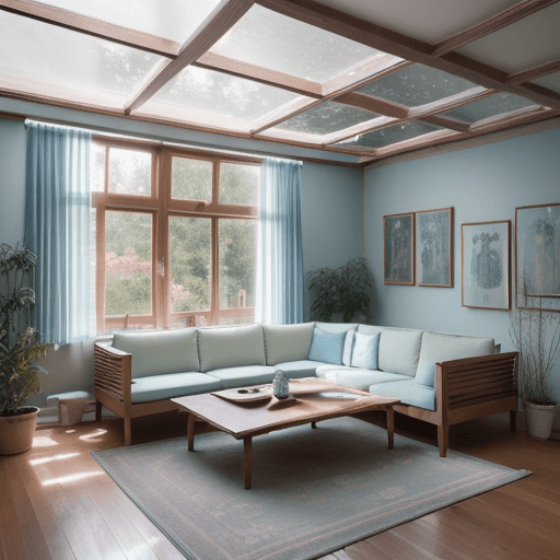 AI generated: High resolution photography interior design, dreamy sunken living room conversation pit, wooden floo...