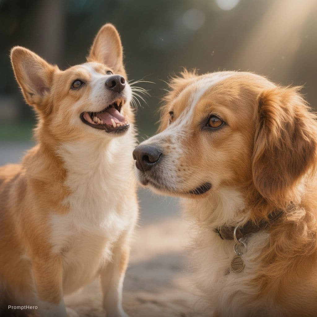 AI generated: cat having conversasion to a dog,
