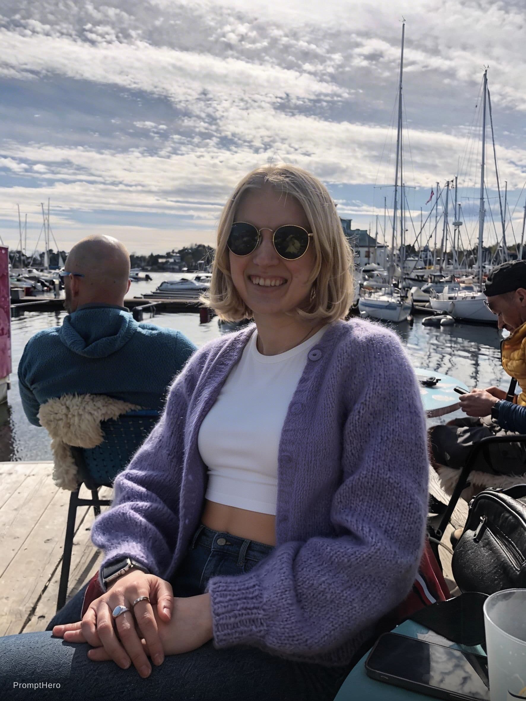 AI generated: beautiful blonde in a tight cropped tp