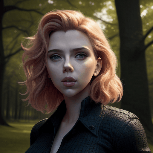 AI generated: Girl - Scarlett Johansson - portrait - photo
daylight - tree -