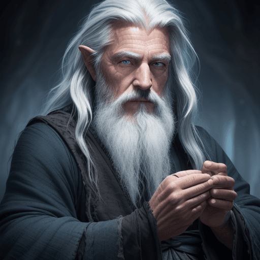 AI generated: award winning waist up photo of a rugged fantasy wizard, 8K, black wizard, wearing torn wizard robes...