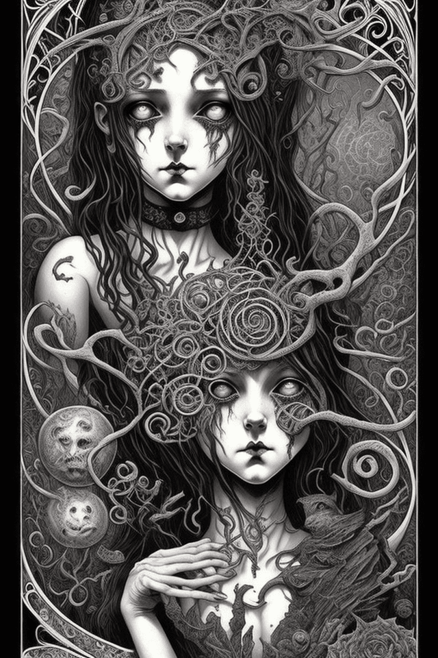 AI generated: (masterpiece, top quality, best, official art, beautiful and aesthetic:1. 2), 1girl, (horror art in ...
