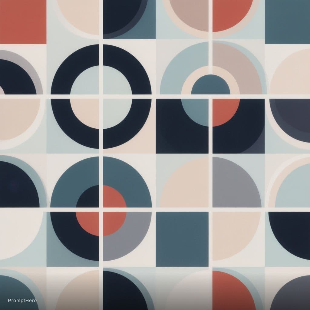 AI generated: seamless geometric pattern, circles and lines, modern textile print, clean vector style