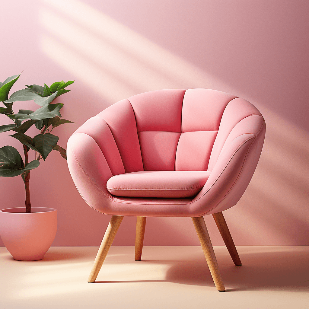 AI generated: Stylish chair mockup on a minimalist pink background, with soft shadows and a touch of natural light...