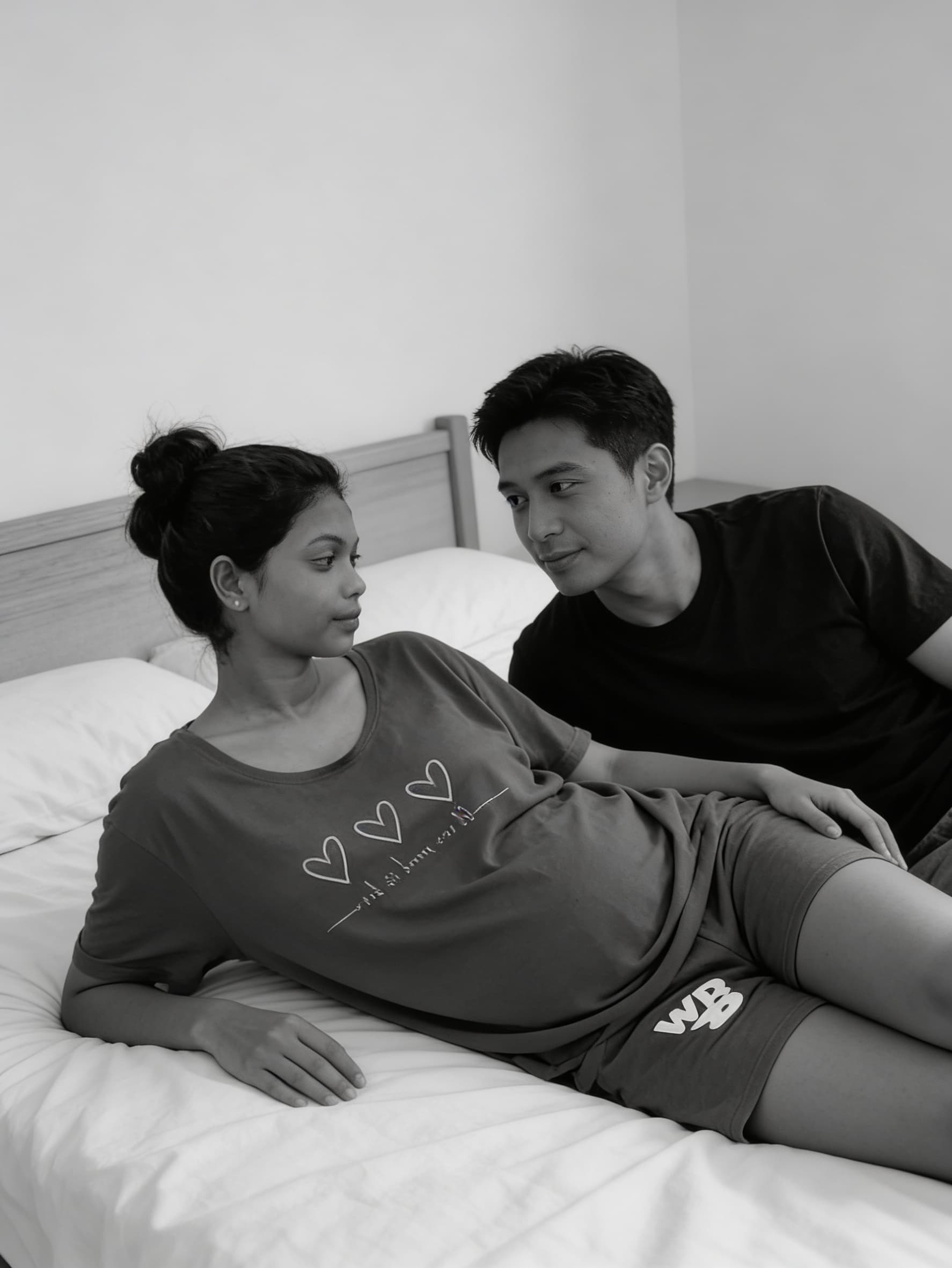 AI generated: The man and woman lying on bed 