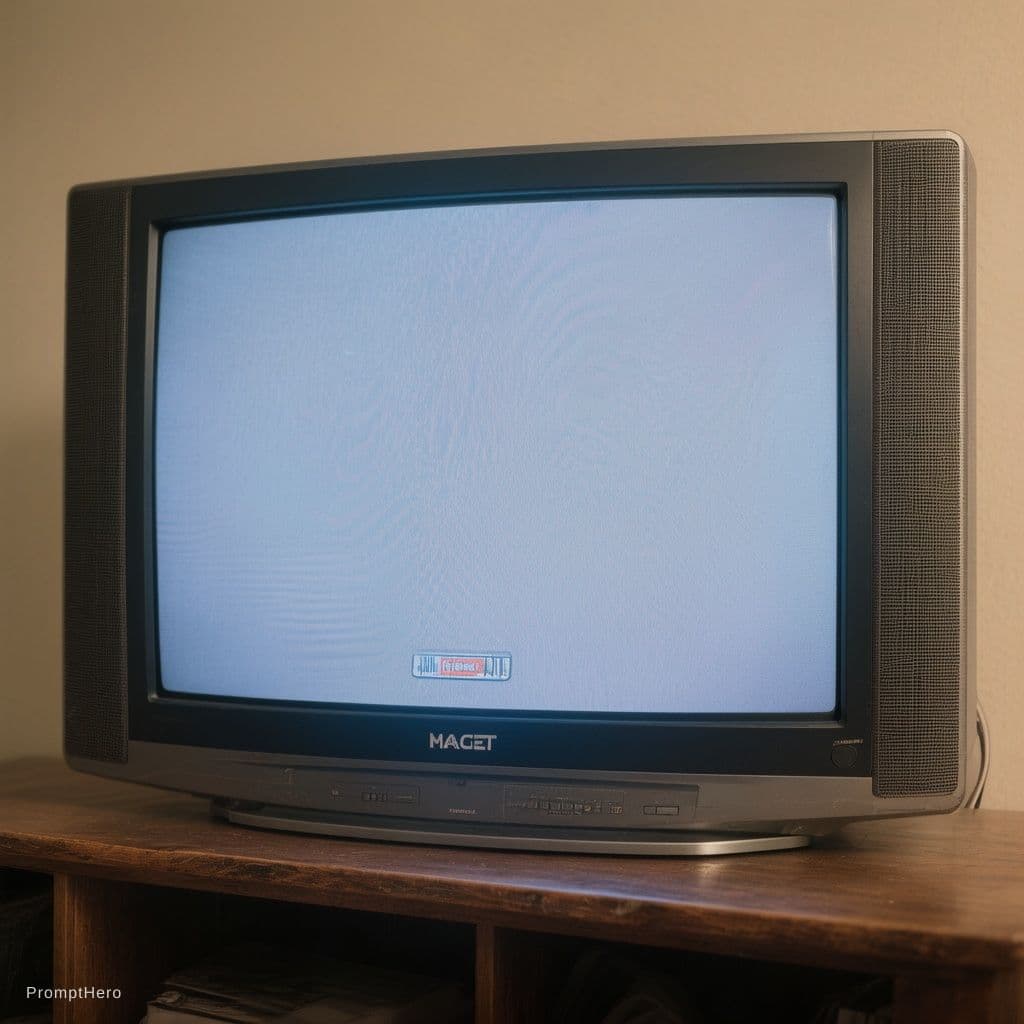 AI generated: Image of an entire TV, displaying a picture of an untuned 
channel.