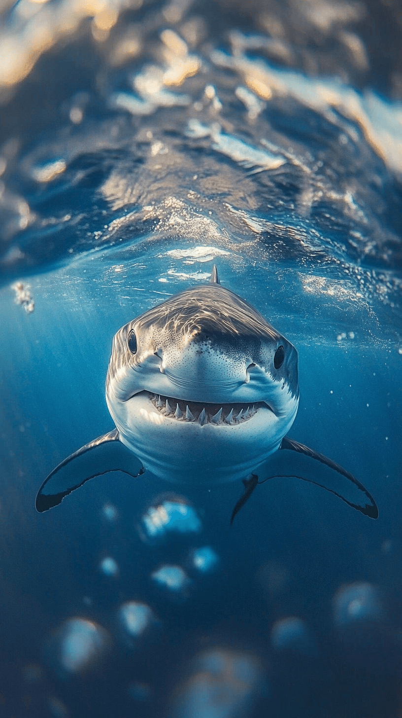 AI generated: Underwater photo, Shark in the water, a lovely Shark in the water, Shark in the bottom of the pictur...