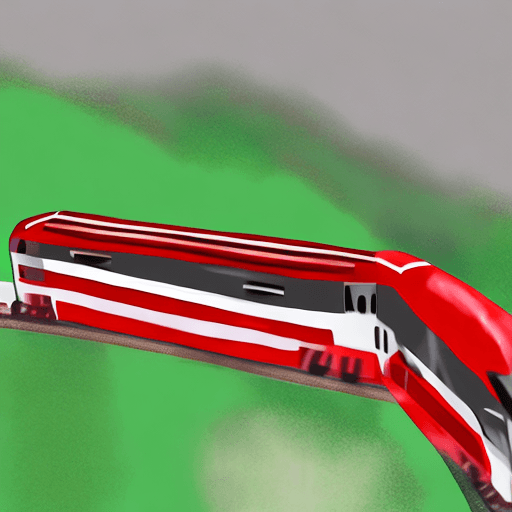 AI generated: cartoon::5, simplistic cartoonize train, only train photo, red and green combination, drone footage,...