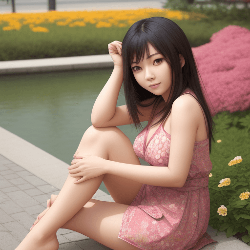 AI generated: asian cute looking gril siting on the flore .