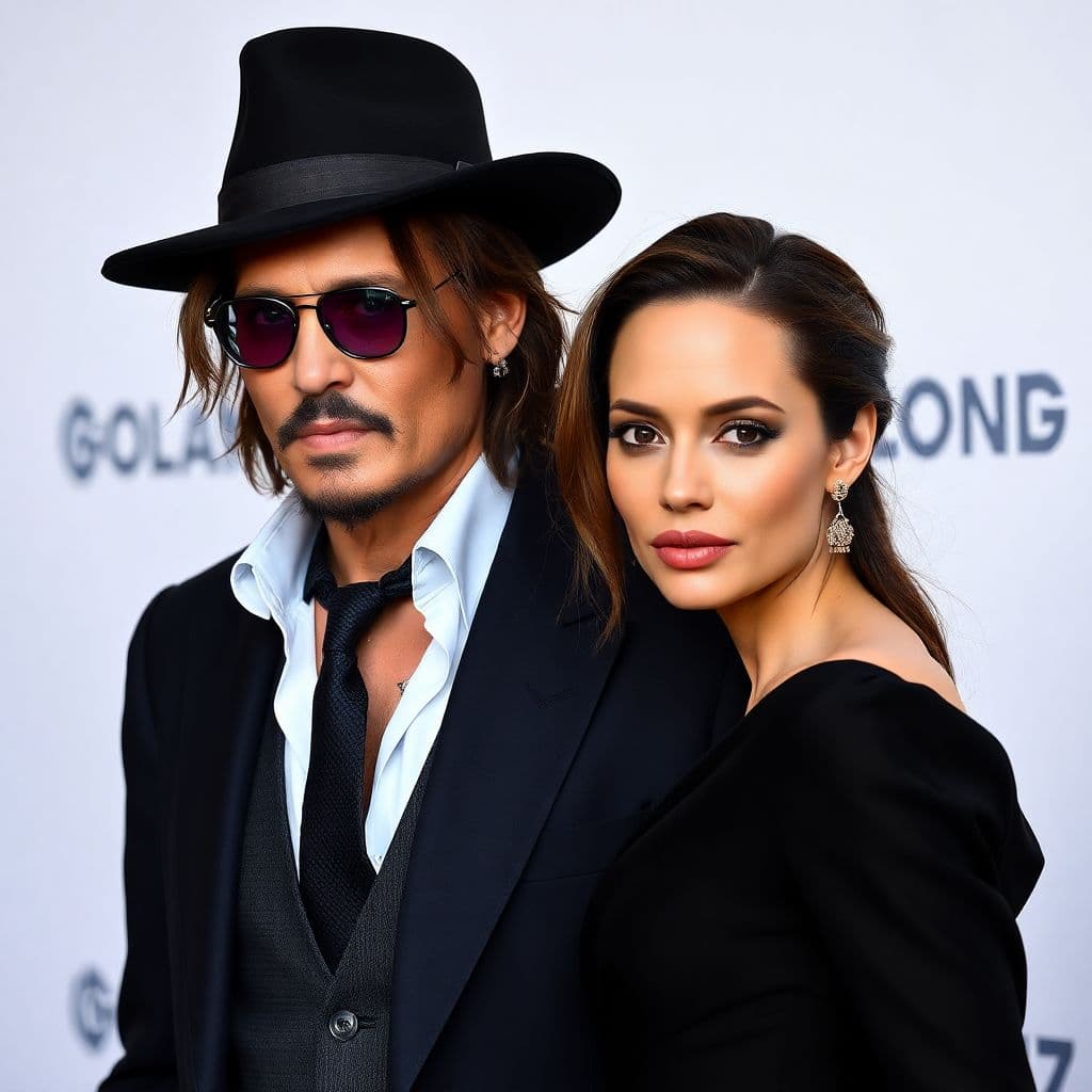 AI generated: Johnny Depp and Angelina Jolie, full body 